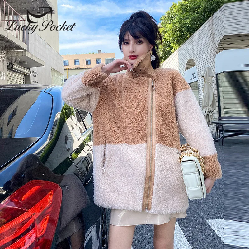 

Women Autumn Winter New Hit Color Lamb Wool Fur Leather Female Loose High Street Brand Coat Ladies Fashion Elegant Coats ML777