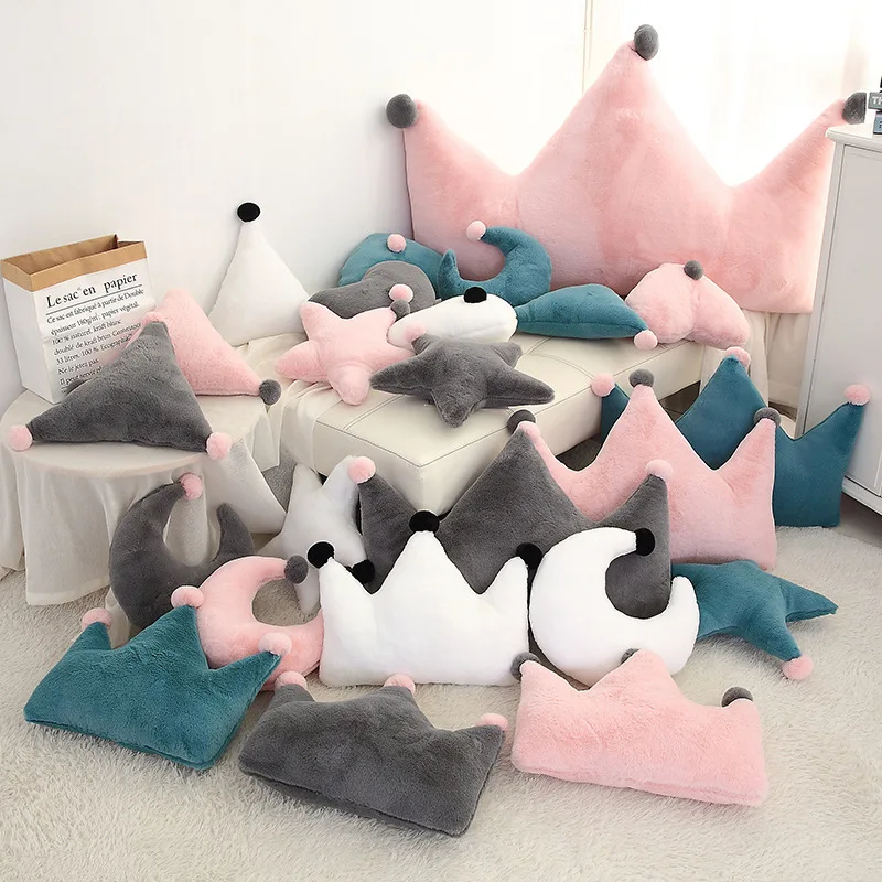 Baby Plush Toy Cartoon Crown Shape Pillow Pink Cushion Gift Birthday Party Room Decoration Boy Girls Sleeping Bedding Pillows