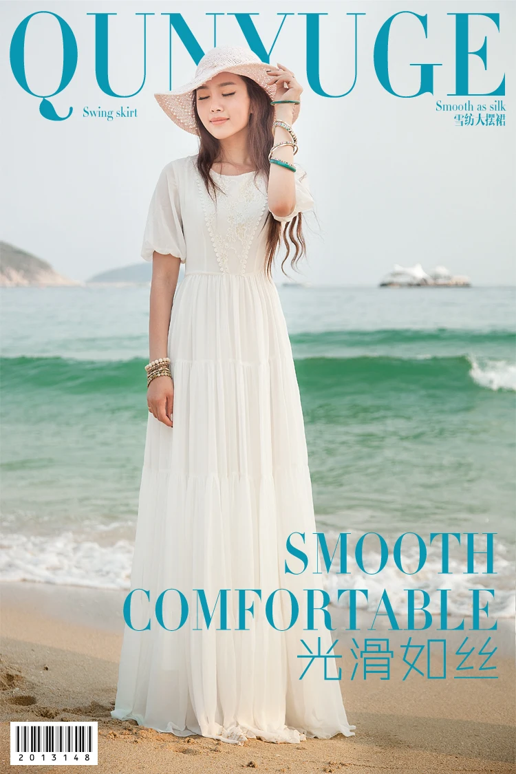 

Lantern Sleeve Chiffon Bohemian White Maxi Long Spring Summer Clothes Dress For Women'S Vetement Femme 2021 Sukienka Sundress