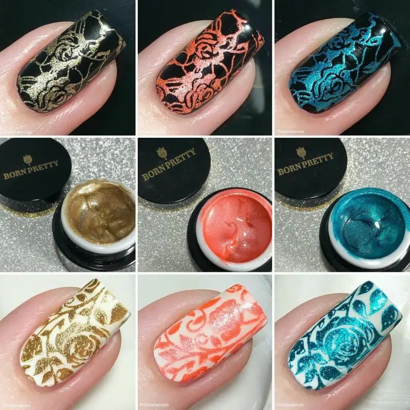 Форме сердца и лист текстуры ногтей тиснения изображенний шаблон пластины born pretty