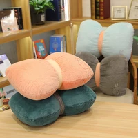 bowknot fluffy plush soft cushion throw pillow sofa living room handmade home decoration solid color cute cushion waist pillows