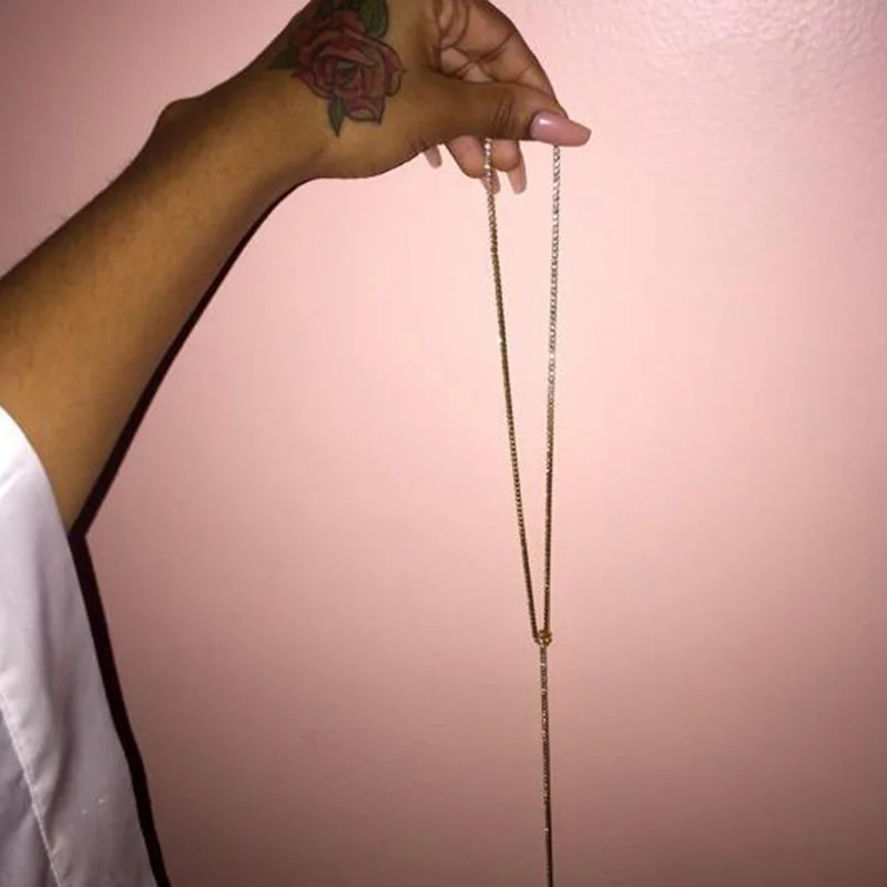 Женское Ожерелье с кристаллами цепочка до ключицы длинное ожерелье золотого и