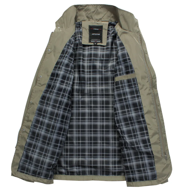 

Men's Trench Coat Polyester Large Size Men's Jacket Slim Stand Collar Jacket