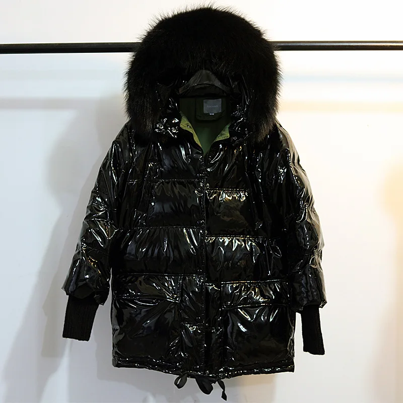 Яркая 2019 зимняя женская куртка с воротником из натурального меха Толстая теплая