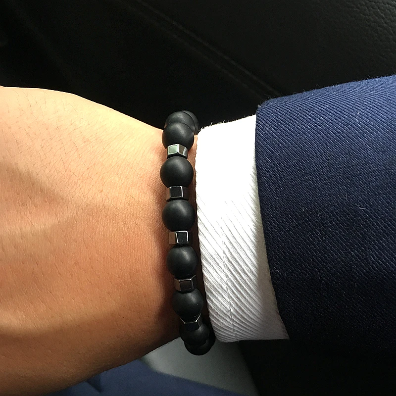 Мужской браслет из лавы с ониксом и тигровым глазом новый дизайн браслета 6 мм