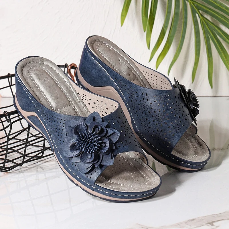 

Women Flower Decoration Hollow Out Slip On Casual Summer Sandals Shoes NYZ Shop