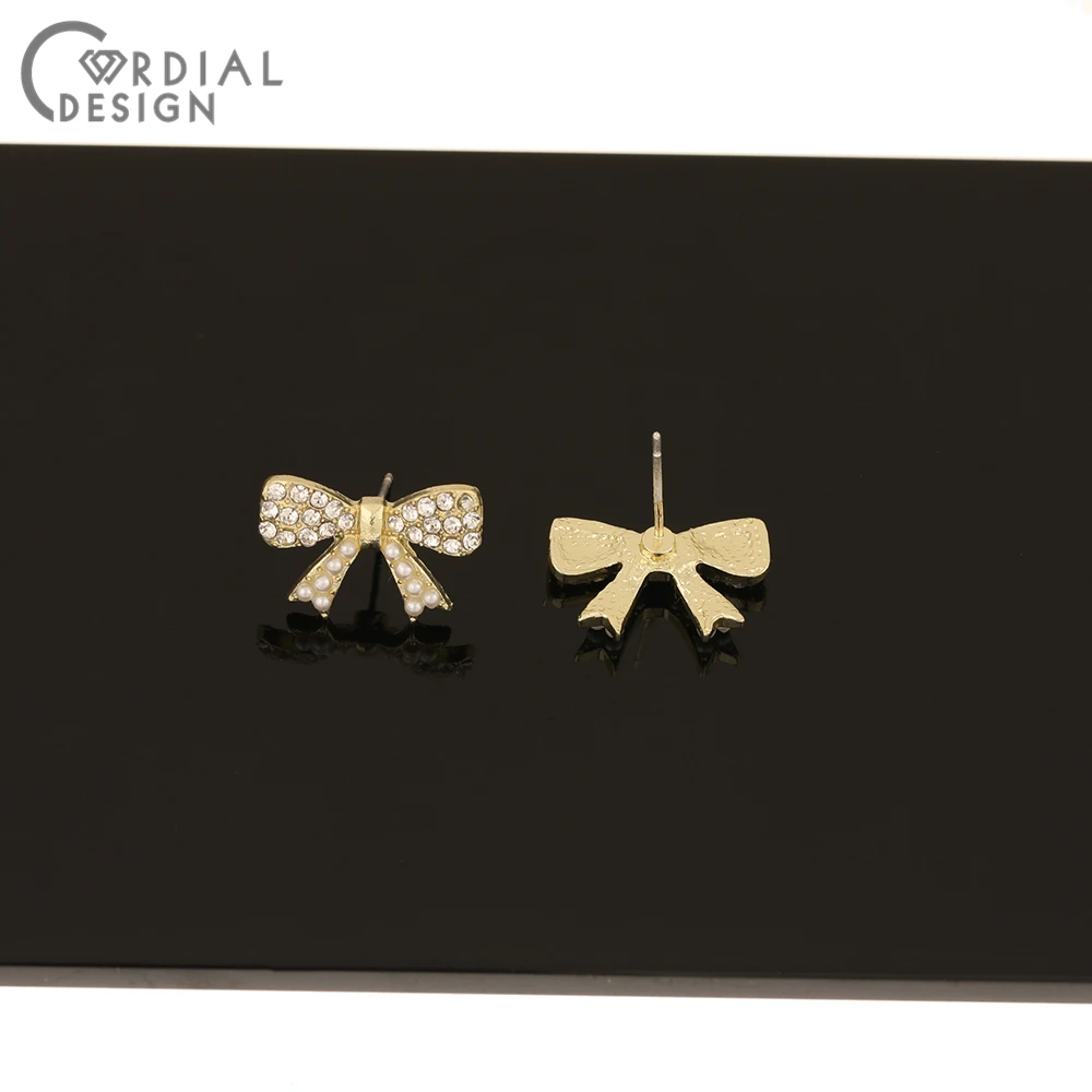 

Cordial Design 50Pcs 12*18MM Earrings Accessories/Bowknot Shape/Imitation Pearl/DIY/Rhinestone Earrings Stud/Jewelry Findings