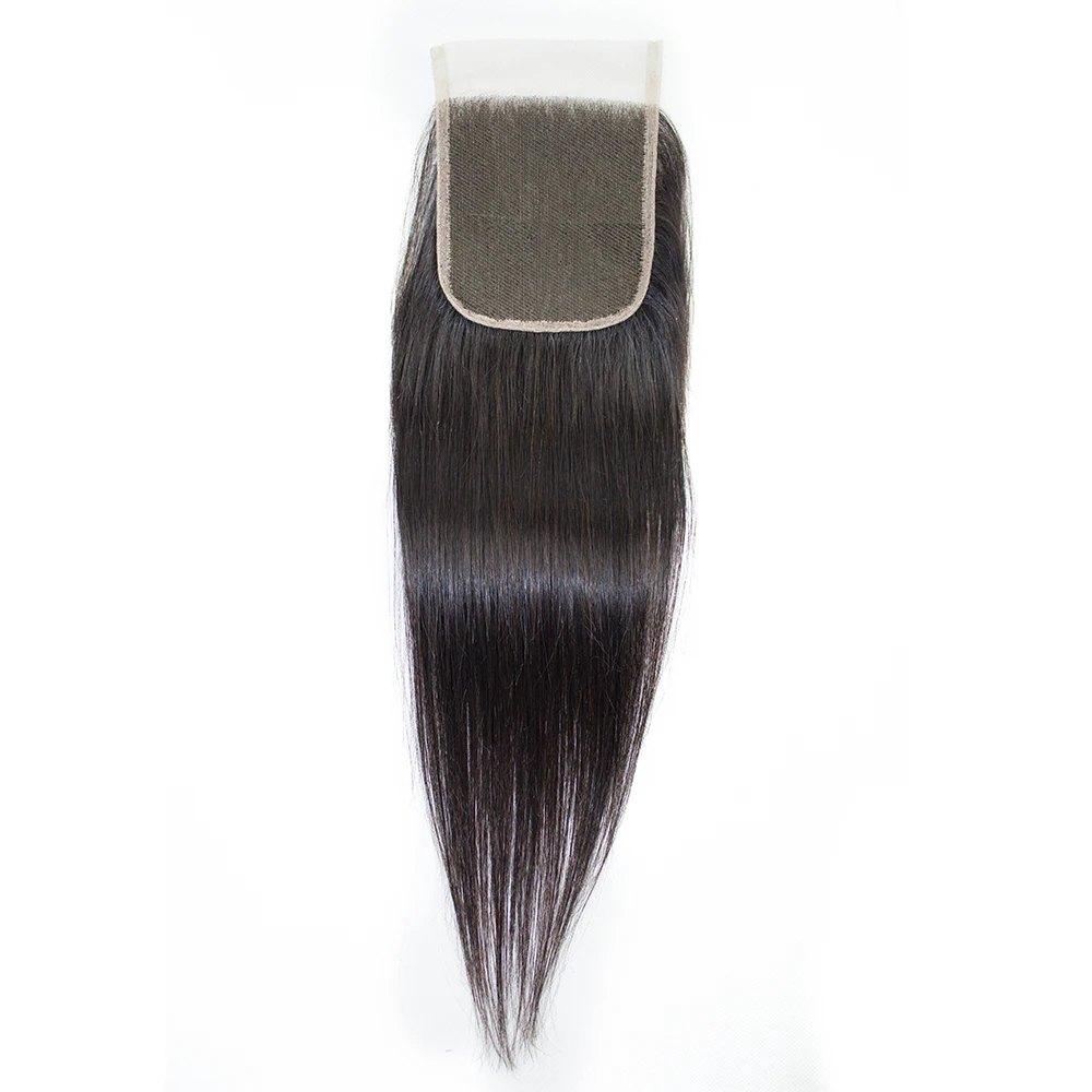 

4*4 Lace Closure Straight Remy Indian Human Hair Hand-tied 4x4 Closures 150 Density Natural Color Hair Extension