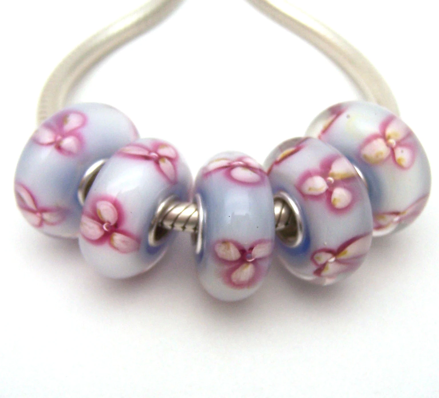 

XHYG1167 5X 100% Authenticity S925 Sterling Silver Beads Murano Glass beads Fit European Charms Bracelet diy jewelry Lampwork