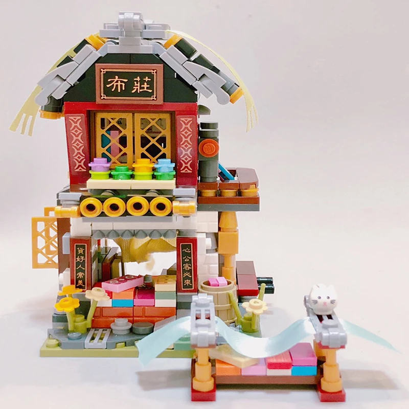 LOZ 1734 City Street Chinatown Cloth Drapery Shop Store Architecture 3D Mini Blocks Bricks Building Toy for Children Gift no Box | Игрушки и