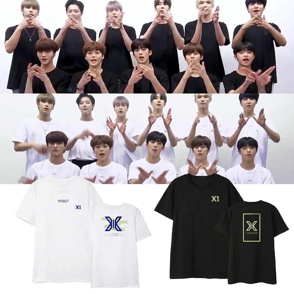 Kpop X1 XONE 1ST MINI Album &amp Prime SHOW-CON Свободная рубашка одежда футболка топы с короткими