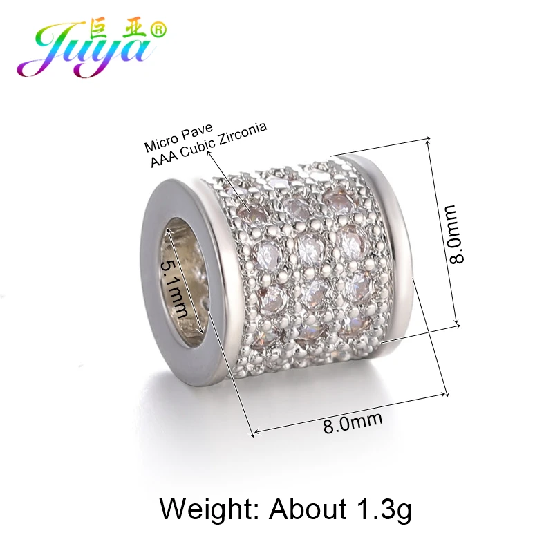 Juya DIY Металлические разделительные бусины поставки микро проложить Шампанское Циркон Шарм с большим отверстием бусины для ручной работы Натуральное изготовление каменных ювелирных изделий