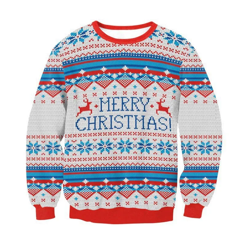 Рождественская Женская толстовка теплые пуловеры с длинным рукавом Модный