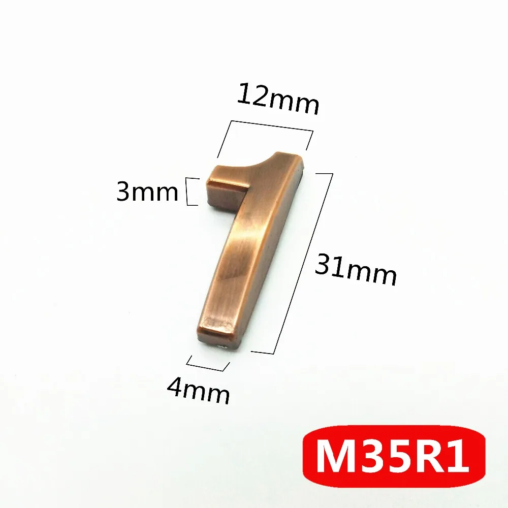35 мм ABS пластик красный медный цвет дом номер двери самоклеющиеся 0-9 номера двери индивидуальные отель Адрес знак двери пластина