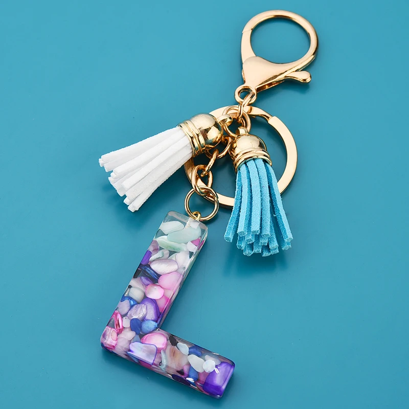 

2021 New Creative 26 Initials Letter Key Chain Resin Pendant Alphabet Key Ring Party Gift Jewelry for Women Pendant EH1001
