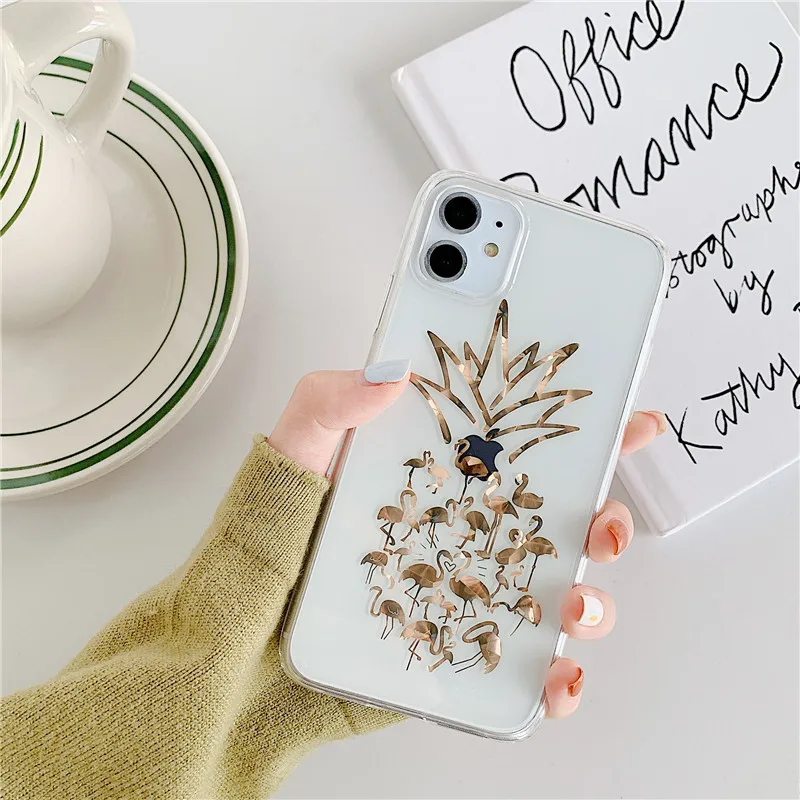 Прозрачный чехол с золотым покрытием и сердечком для iPhone 11 Pro Max XR X XS 7 8 Plus 6 S задняя