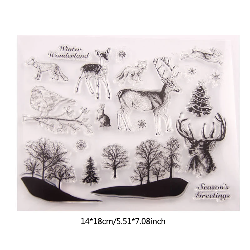 deer stamp Рождественские штампы Санта-Клауса, дерево, ясный штамп, снежинка, олень, резиновые силиконовые штампы, печать для DIY, бумажные карточки для скрапбукинга - Цвет: deer stamp
