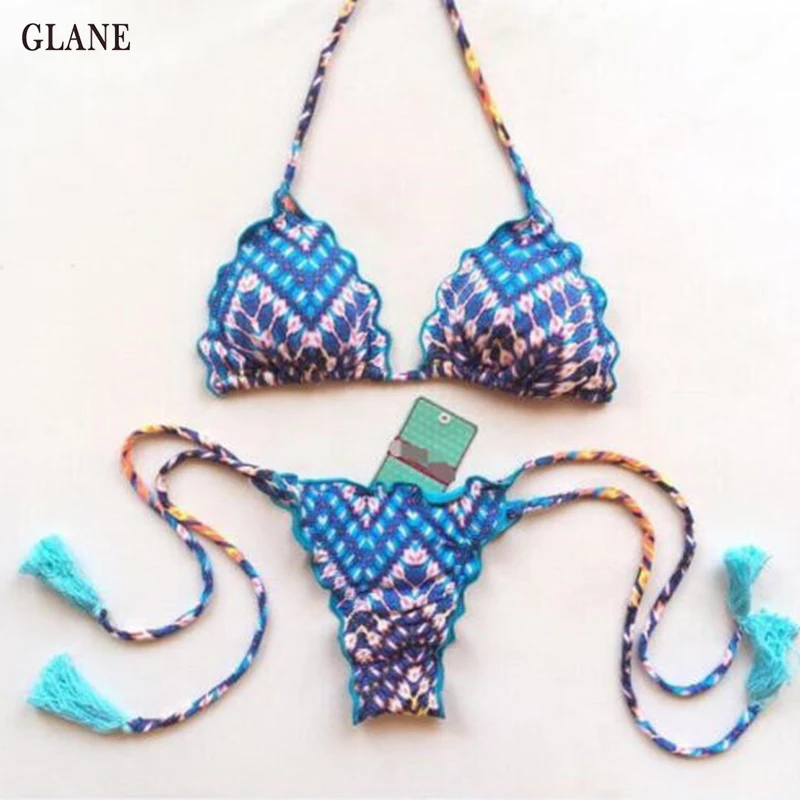 Купальник с цветочным принтом и кисточками комплект бикини женский купальник