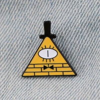 yq432 cartoon gravity falls badge triangle pin enamel brooch icons badge for bags jeans collar lapel pin jewelry for kids gifts