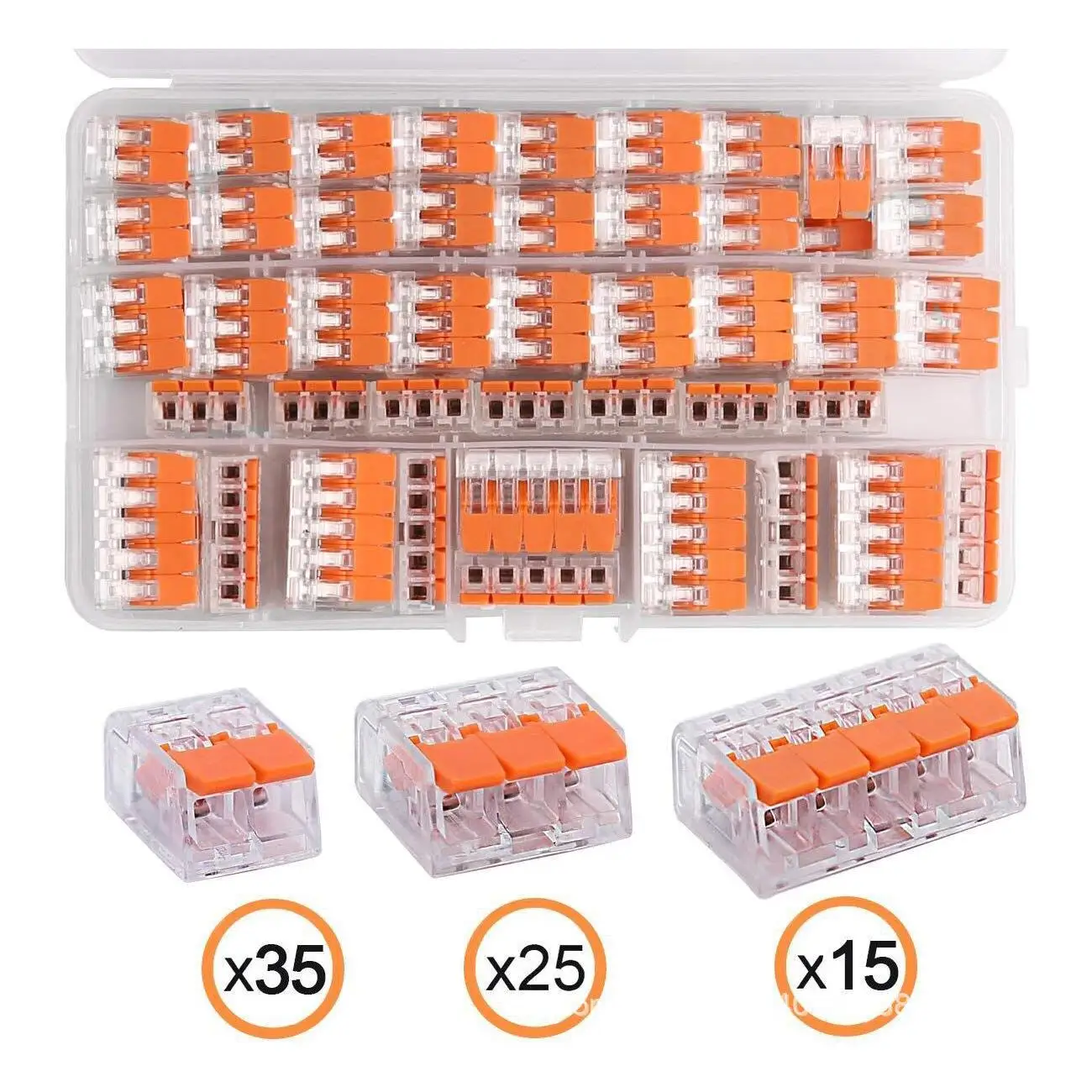 

75pcs 2/3/5 Way Electric Cable Wire Connector Set Spring Lever Terminal Block Plug-in Wire Terminal Home Mini Quick Connector