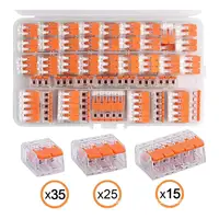 75pcs 2/3/5 Way Electric Cable Wire Connector Set Spring Lever Terminal Block Plug-in Wire Terminal Home Mini Quick Connector