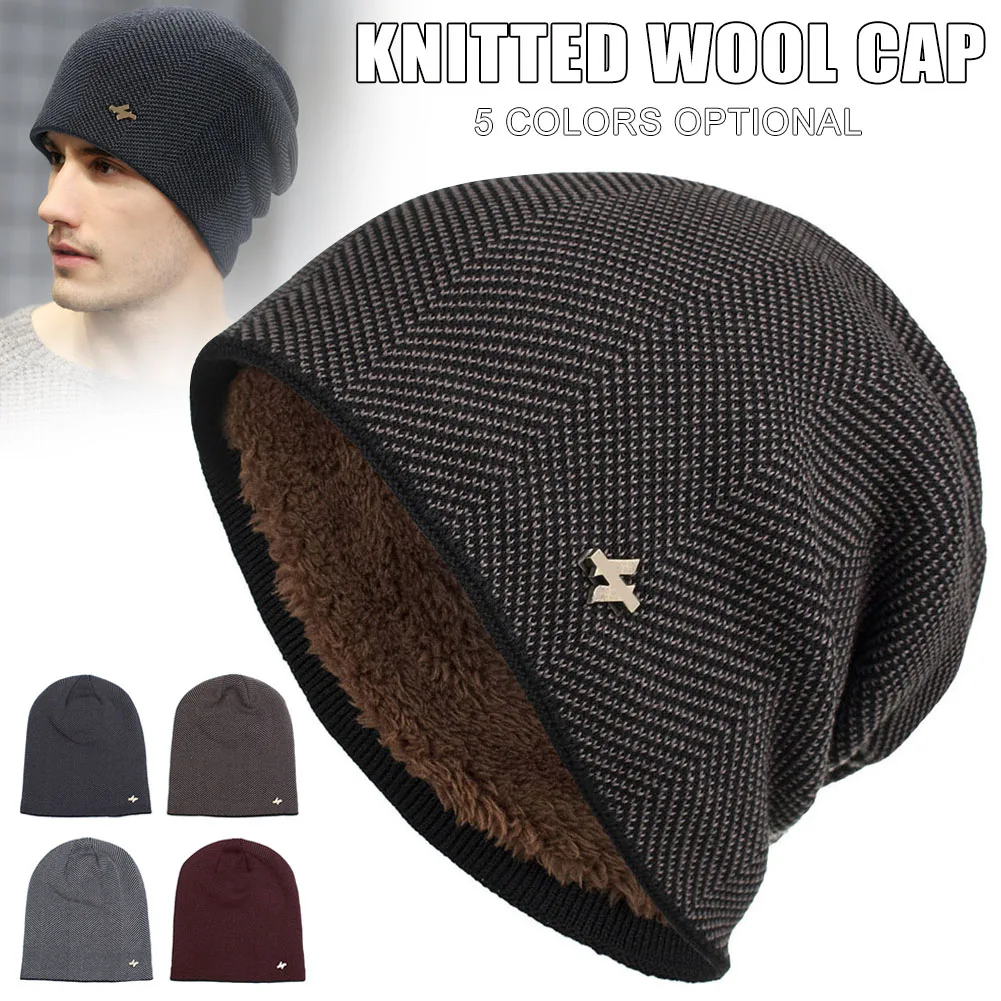 

Плюс бархатная шапка, вязаная Толстая ветрозащитная теплая и удобная шапка для мужчин, зимняя уличная шапка d88