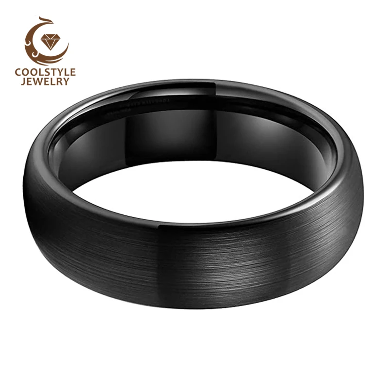 Обручальное кольцо 6 мм 8 из черного вольфрама обручальное для мужчин и женщин с