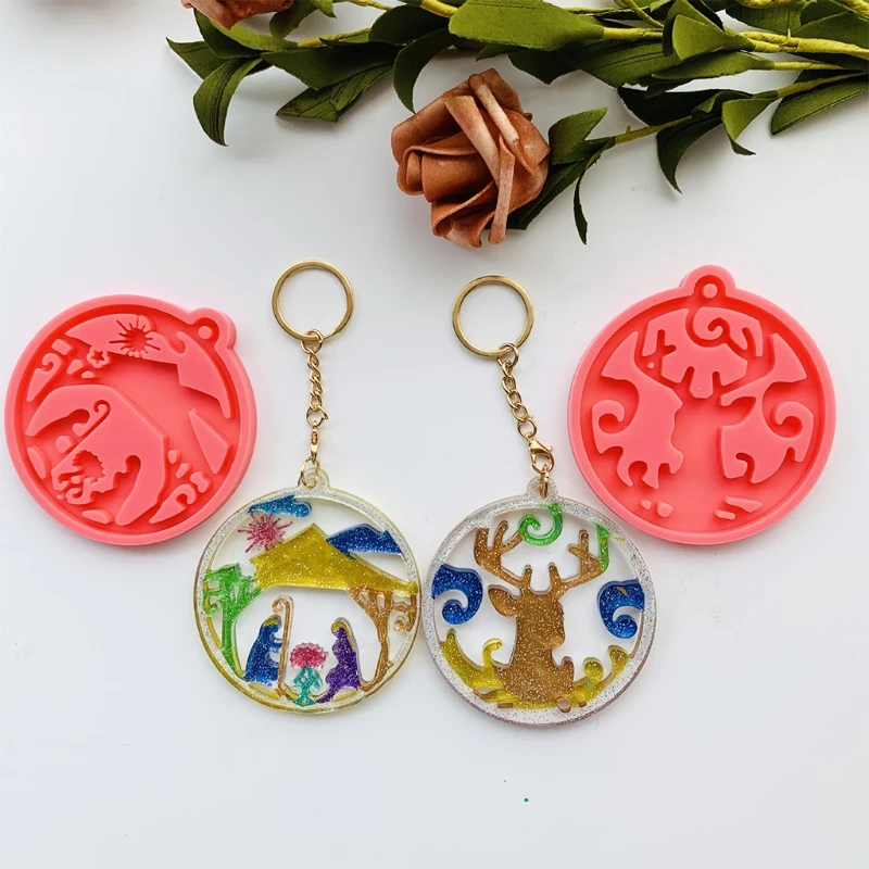 

Christmas Trees/Snowflake ​Keychain Silicone Mold with Hole Keyring Pendant Handmade Christmas Day Gift Jewelry