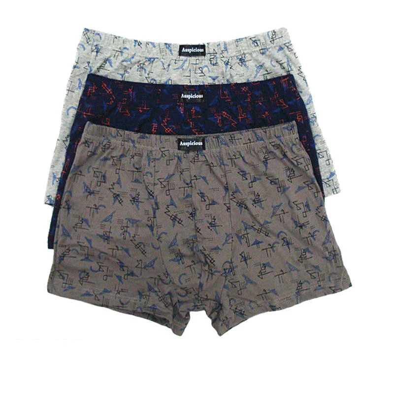 4PCS/Lot 6XL 5XL 4XL Men's Underwear Cotton Boxer Underpants Mid Waist Printed Boys Shorts Young Middleaged Fatty Large Size