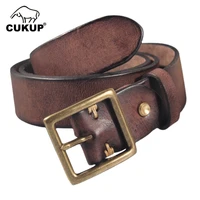 cukup top quality solid mens solid cowhide leather belts brass pin buckle metal belt for men jeans accessories 38mm wide nck1012