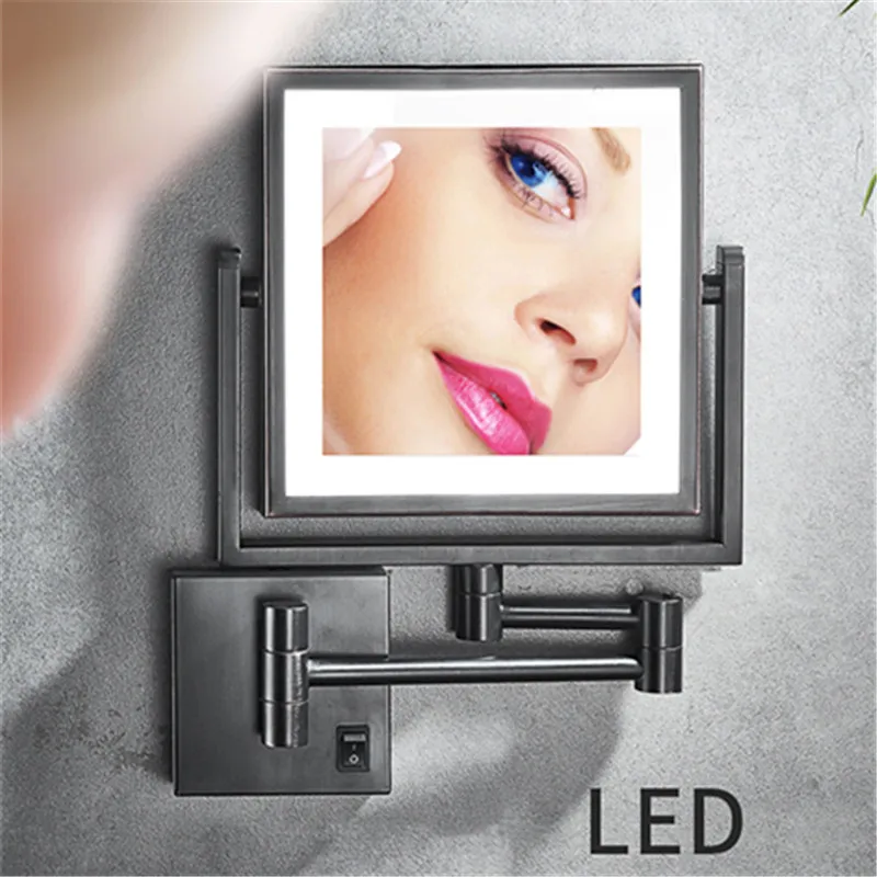 WZLY зеркала для макияжа черный латунный СВЕТОДИОДНЫЙ удлиняющийся Складной