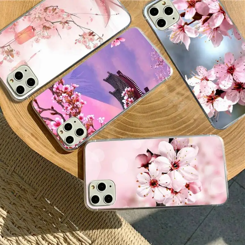 

YNDFCNB pink Cherry Blossom Sakura Phone Case for iPhone 11 12 13 mini pro XS MAX 8 7 6 6S Plus X 5S SE 2020 XR case