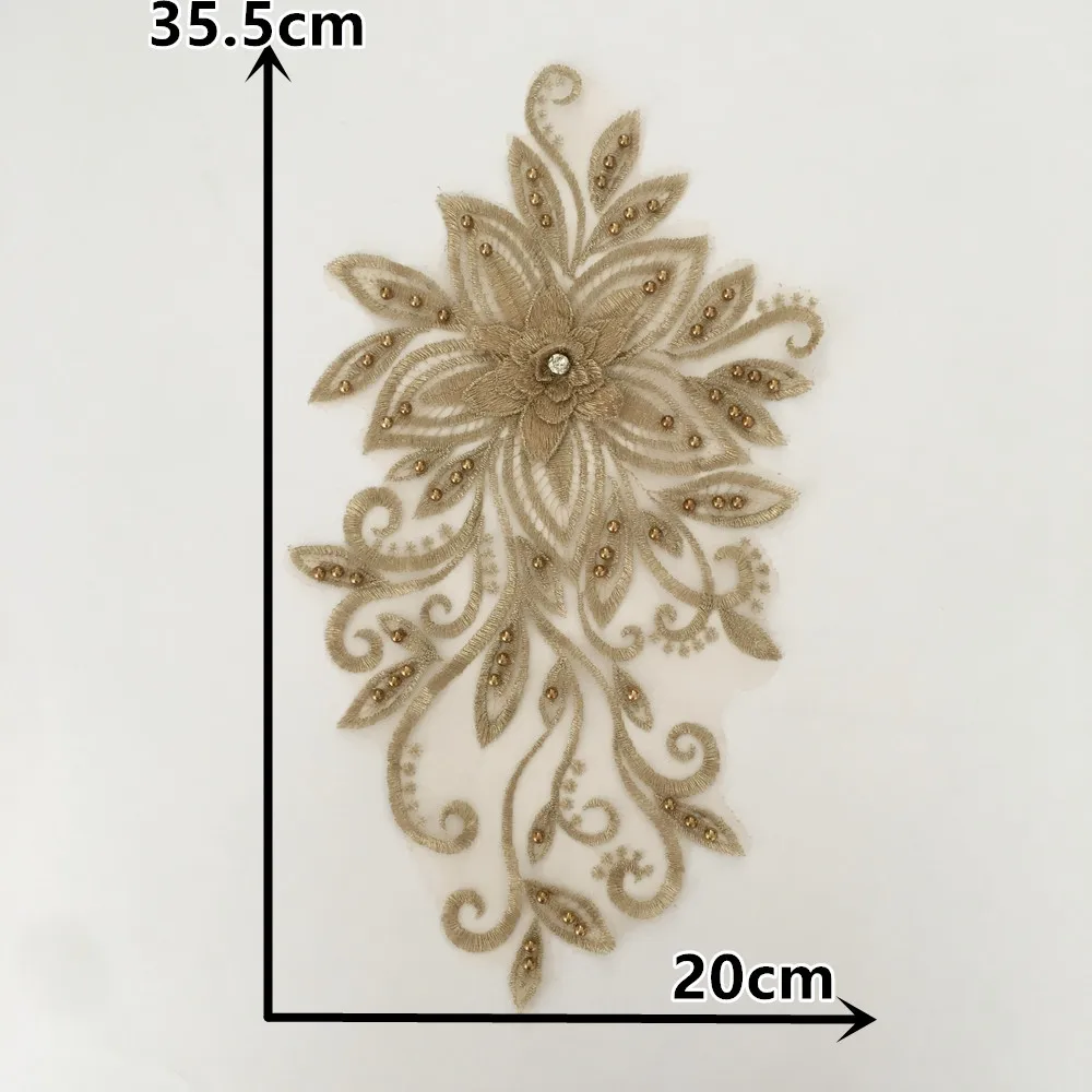 Вышивка золотого цвета 3D цветочное шитье кружевной воротник DIY ABS поделки из