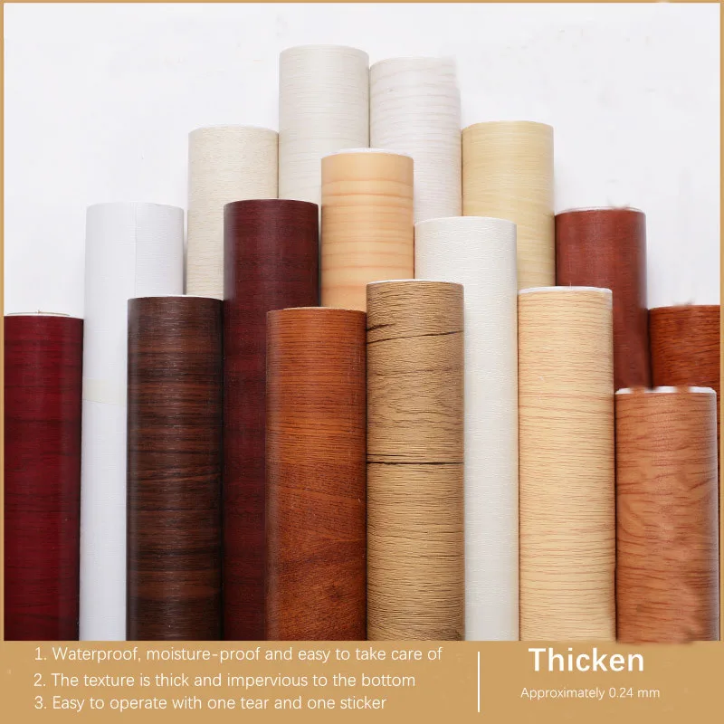 

Thicken Oil-Proof Wood Grain Wallpapers Vinilo Wall Stickers Water Proof Home Decor Kitchen Furniture Renovation 3d Wall Panel