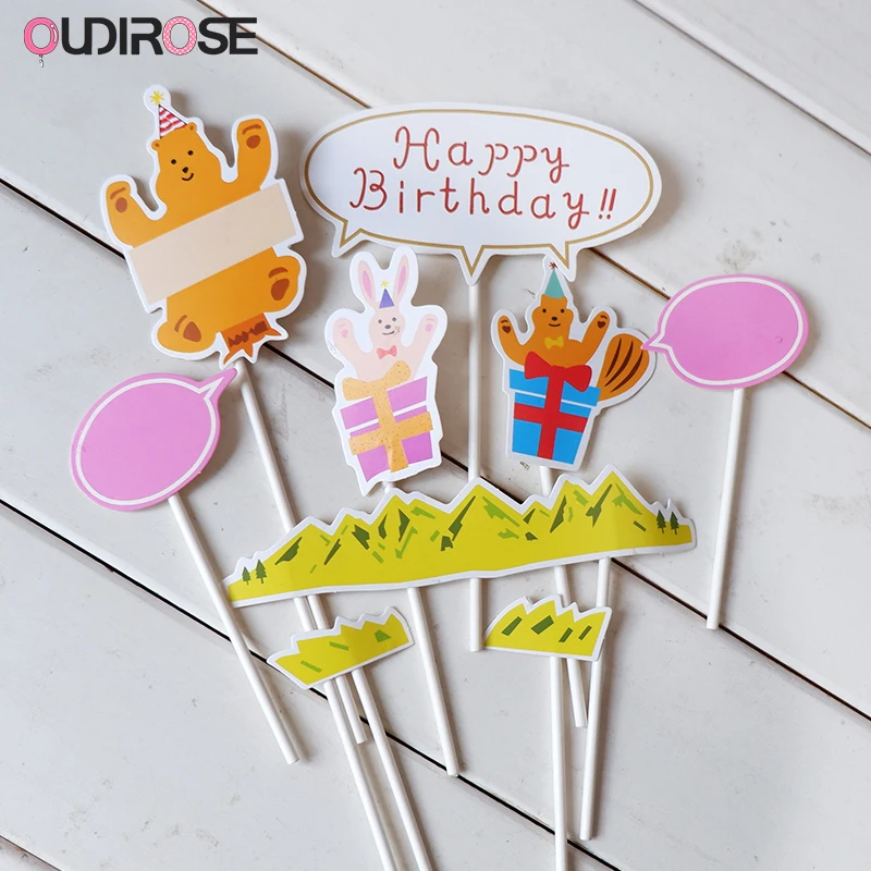 Тема мультфильма для детей счастливые топперы торта на день рождения сердце