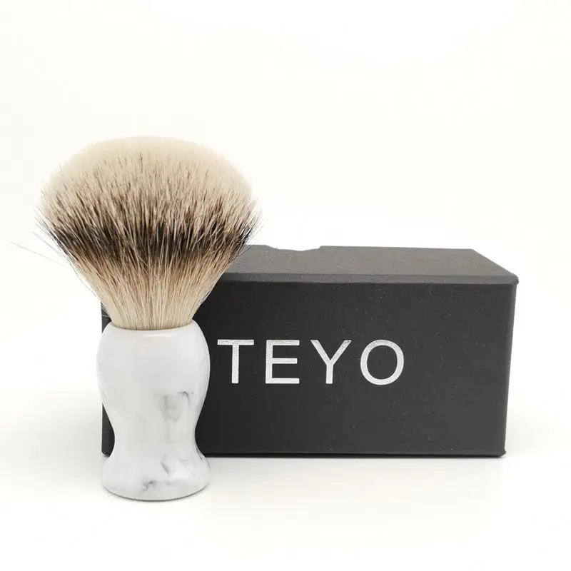 TEYO Super Silvertip Badger Hair Shaving Brush of Landscape Handle With Gift Box Perfect for Wet Shave Soap Safety Razor Beard