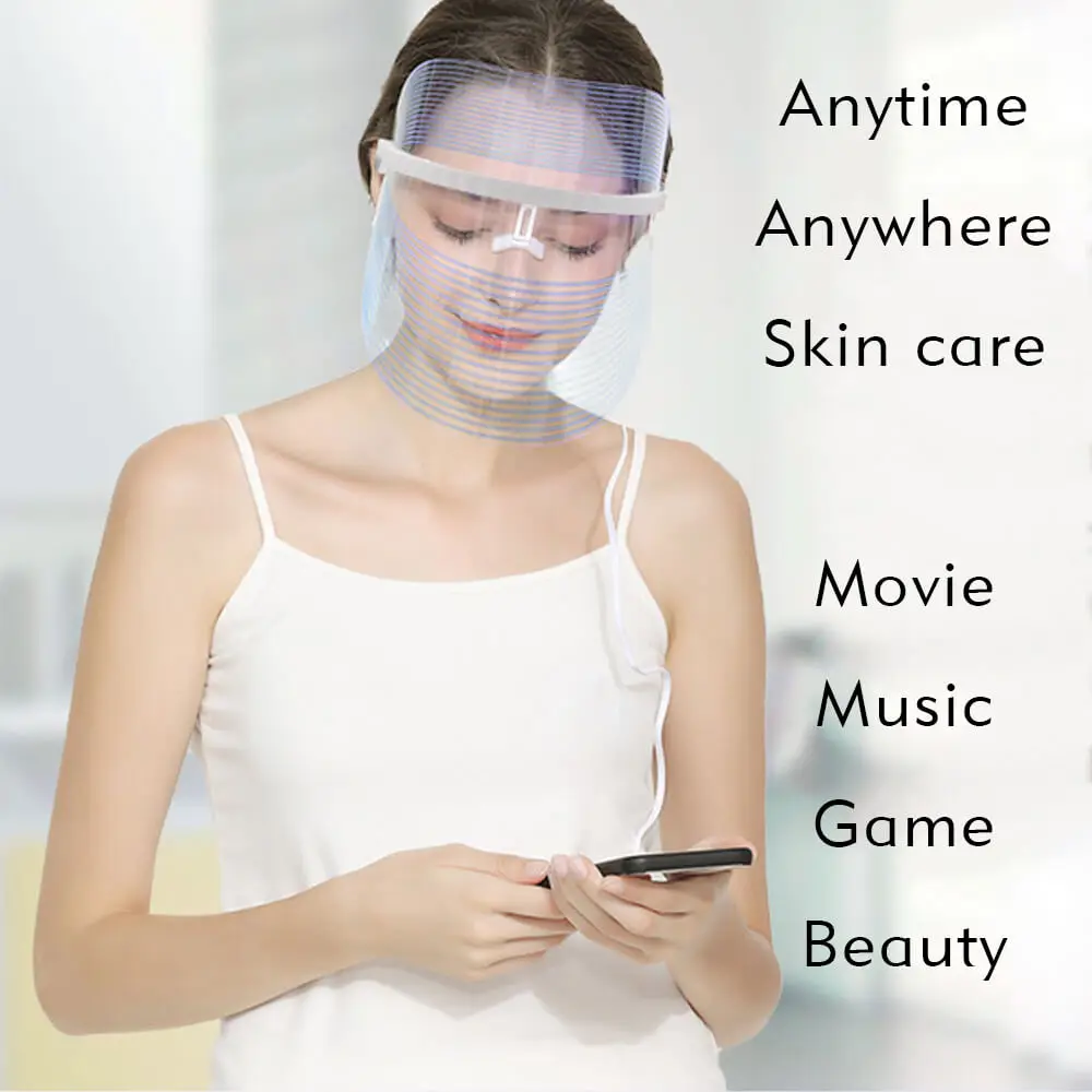 7 Colors LED Light Facial Mask Neck Skin Microcurrent Care Photon Treatment SPA Beauty Tighten Device Anti Wrinkle Acne Therapy | Красота и