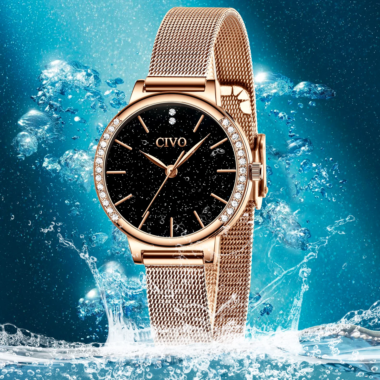 Женские кварцевые часы с сетчатым браслетом водонепроницаемые 8115 | Наручные