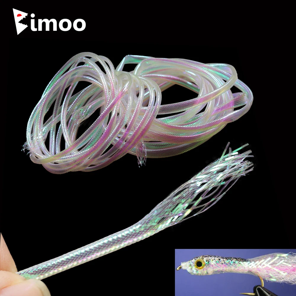 Bimoo 2M Pearl White Fish Scale Body Tube Minnow Fly Rib Body Maylor Tube Flash Braided Tubes Bait Fish Fly Tying Materials