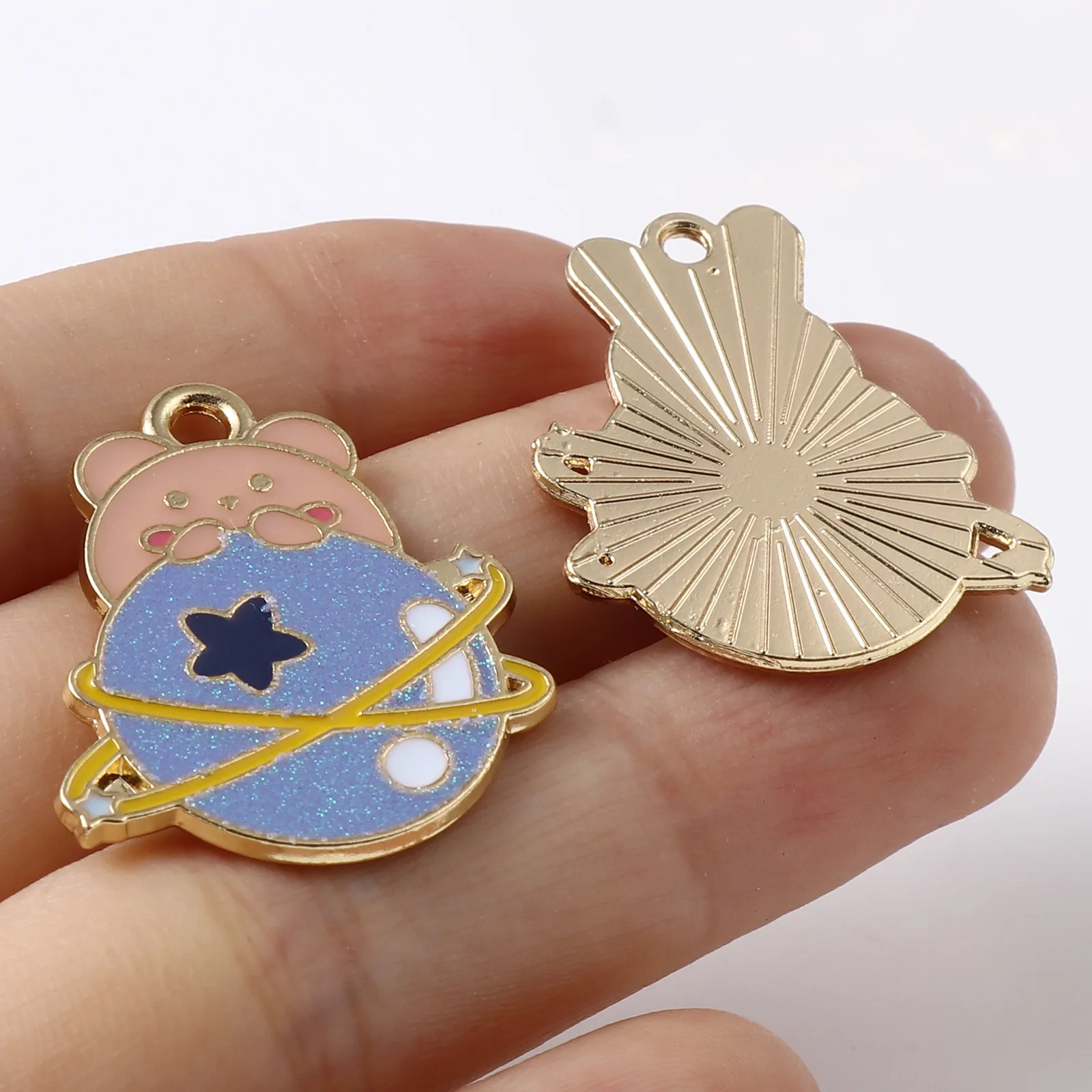 

Enamel Charm Galaxy Planet Gold Plated Rabbit Bear Metal Charms For Jewelry Making Necklace Handmade Accessories Wholesale,5 PCs