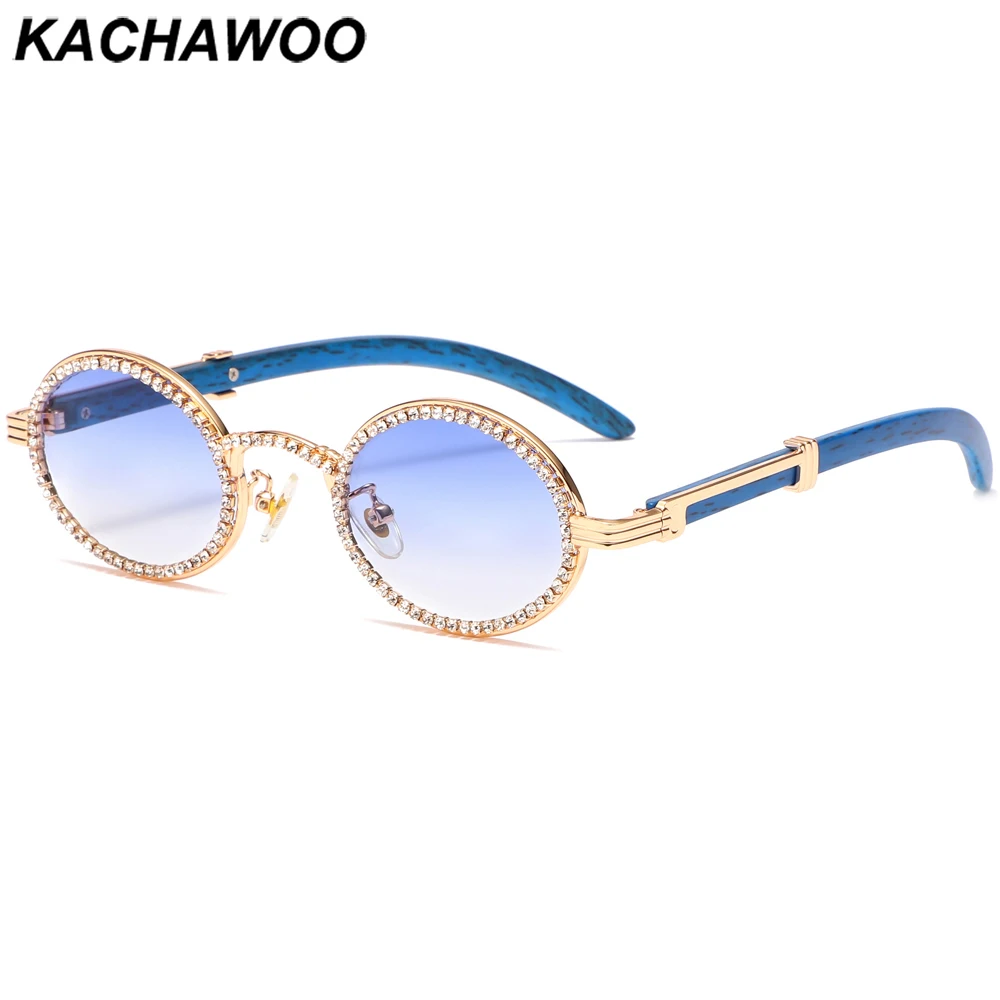 

Kachawoo small frame vintage round sunglasses women rhinestone oval retro sun glasses for men decoration blue brown best seller