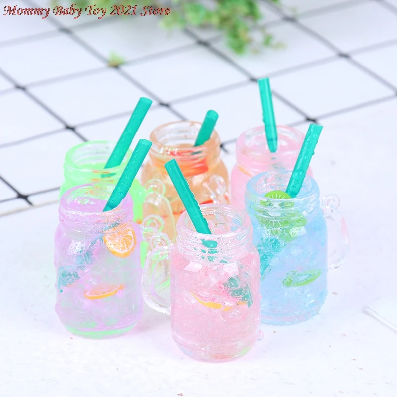 

1:12 Colorful Resin Dollhouse Mini Lemon Milk Tea Water Cup Miniature Dollhouse Accessories Cups Toy Mini Decoration Gifts