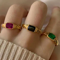 high end pvd gold finish green black twist stainless steel rings drop shipping