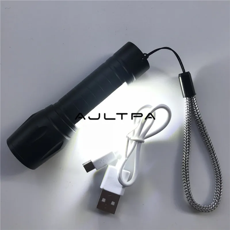 Портативный мини-фонарик с аккумулятором и кабелем 100 шт./лот USB-зарядка COB
