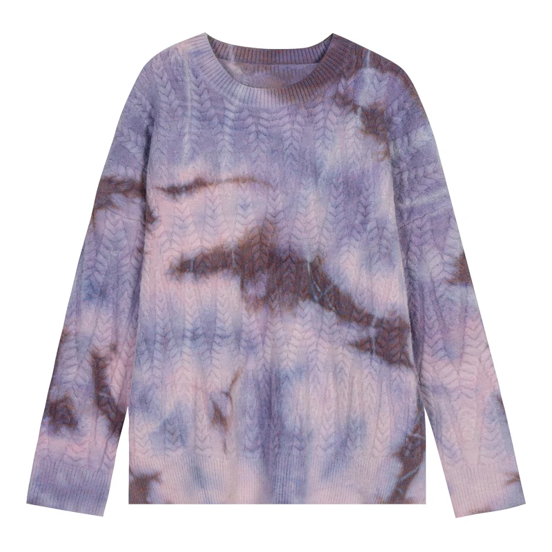 

Dulzura Tie Dye Women Sweater Pullover Long Sleeve O Neck Loose Oversized Streetwear 2020 Autumn Winter Clothes Jumper Tops