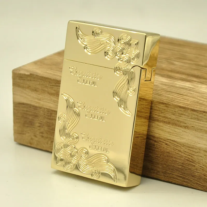 Новинка Золотая газовая зажигалка бутановый кремний раздвижная металлическая