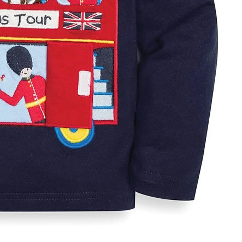 

Little Maven New Autumn Spring Kids Blue Bus Britain Soldiers O-neck Full- sleeved Cotton Knitted Boys Casual Tshirts Tops Tee