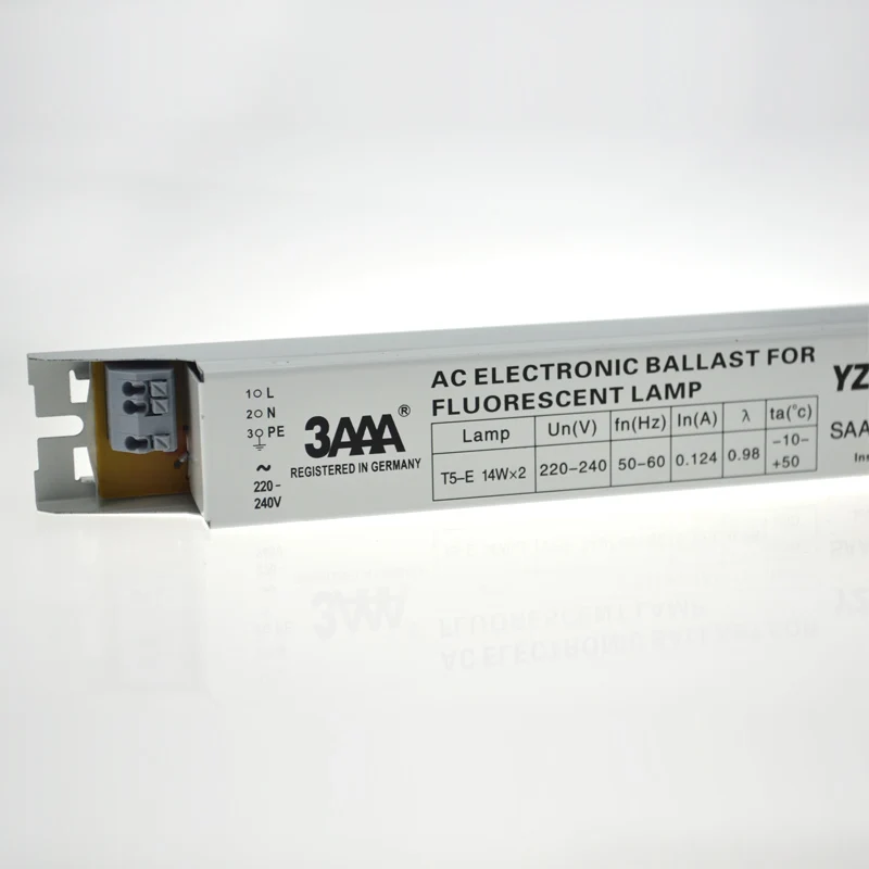 Электронный балласт 3AAA YZ-214EAA T5-E 2x14W 220V AC для люминесцентной лампы и системы управления аварийным освещением.