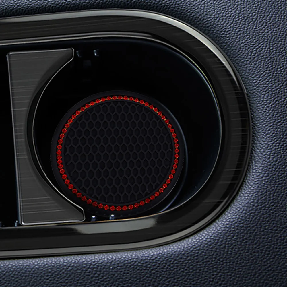 

4pcs Rhinestone Decorated Silicone Cup Mats Cup Holders for Car (Assorted Color)