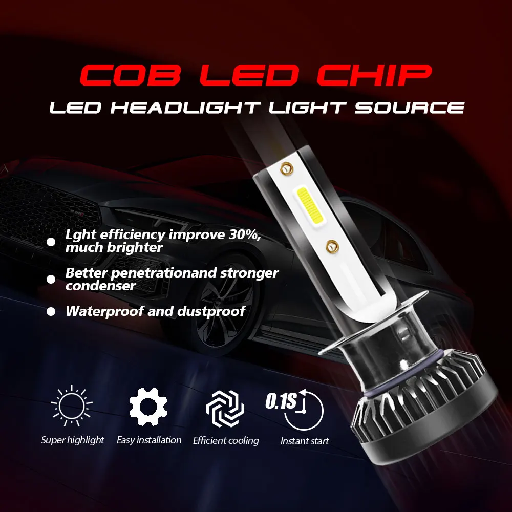 2 шт. Автомобильные светодиодные лампы H7 H4 H8 H9 H1 H11 2020 HB3 100 HB4|Передние LED-фары для